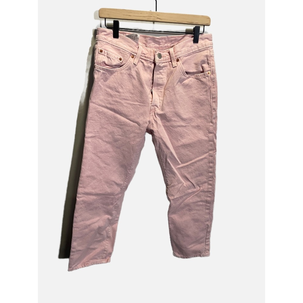 Levi's 501 Original Fit Jeans Womens Pink Straight Leg Button Fly Denim Casual